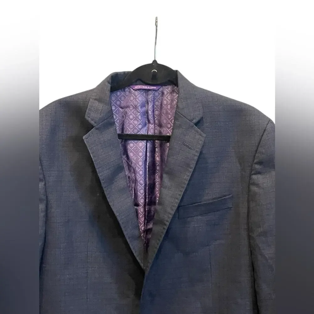 Ted Baker Endurance Blazer Jacket Mens 42R Navy Blue Two Button Lined Wool